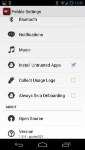 Pebble App for Android - Settings