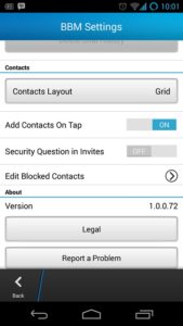 BBM 1.0.0.72 for Android - Version