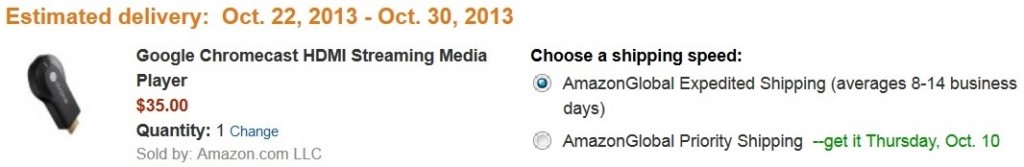Google Chromecast - Amazon - Delivery Options