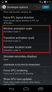 Android animation settings