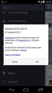 Facebook Android app version 5.0.0.26.31