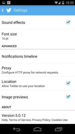 Twitter Android app - Version 5.0.12