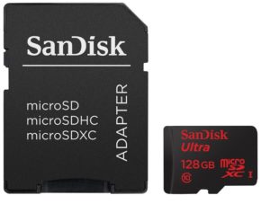 SanDisk 128GB microSDXC card with Adapter