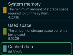 Cached data on Galaxy S5 Mini
