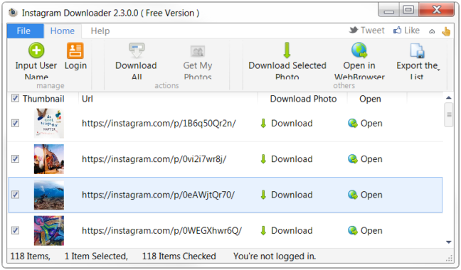 Instagram Downloader software screenshot