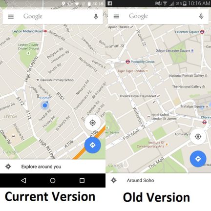 Google Maps Compare with v9.9 and older