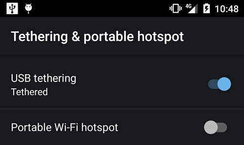 USB Tethering option on Android