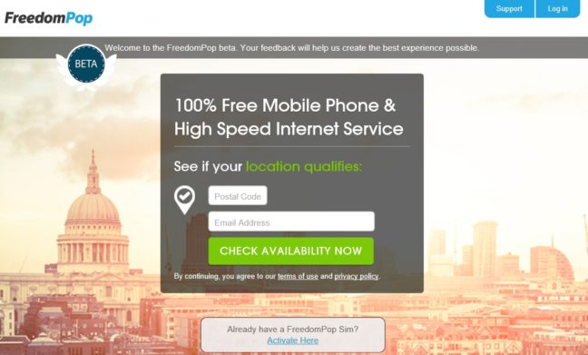 FreedomPop UK Homepage - Check Availability in your area