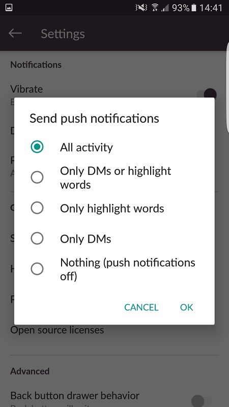 Enable Slack Push Notifications on Android