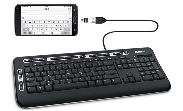 Connect keyboard to phone using using USB to Micro USB Adapter