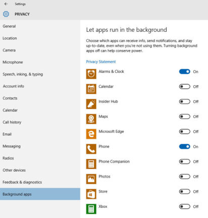 Restrict Background Apps in Windows 10