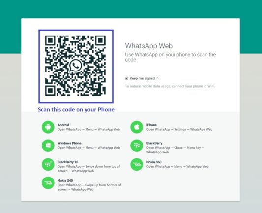 WhatsApp Web QR Code Page to Login